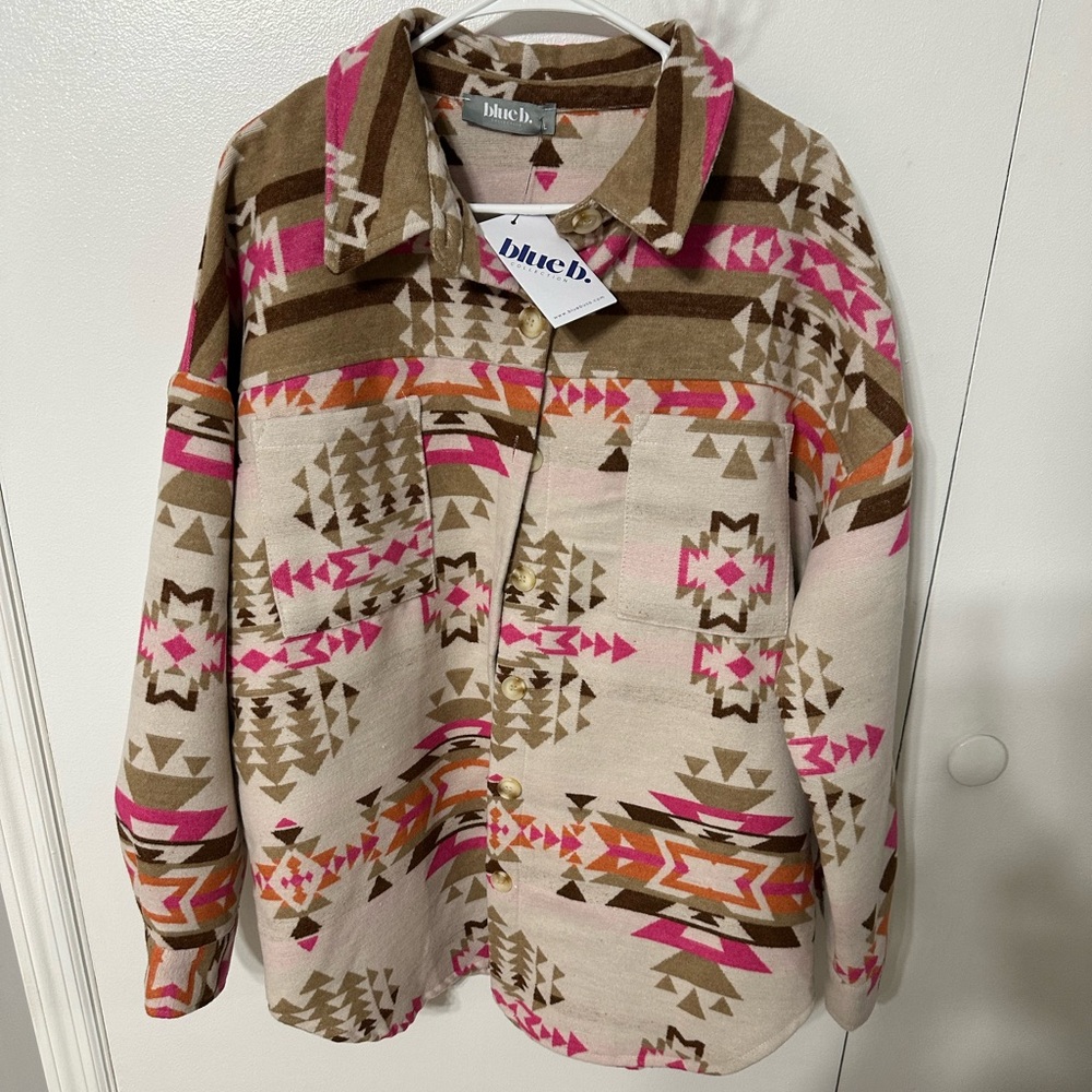NWT blue b. Aztec shacket